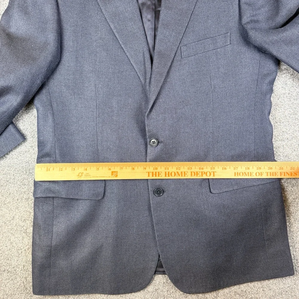 Brooks Brothers Blazer Mens 42R Blue Herringbone Silk Wool Linen Blend Jacket